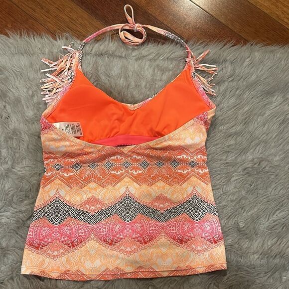 Jessica Simpson women’s yellow, gray, pink and red fringe swimsuit - Picture 8 of 9